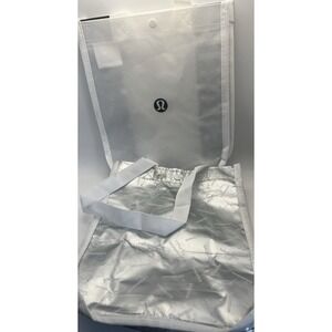 Lululemon Reusable Shopping Bag Lot White and Black Silver and White